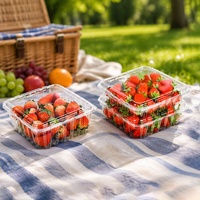 Boîte d'emballage en plastique transparente pour fruits frais, framboises, bleuets, fraises, conteneur en PET jetable de 2 lb