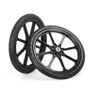 Ensemble de roues de brouette universelles de 20 pouces sans chambre à air, roue en mousse PU solide de 20x2 pouces avec kit d'adaptation pour chariots de jardin - Product Image 1