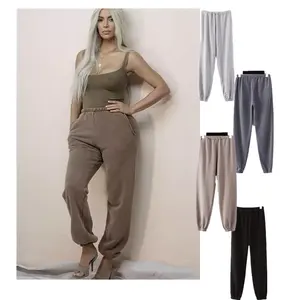 Luluxixiyaya Kim Similar US Size Trendy Cotton Terry High Stretch Washed 4 Color S-XL Plus Size Long Jogger Women's Pants