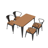 Ensemble de table et de chaises en plastique imitation bois, moderne, durable, imperméable, pour salon, jardin, cour, meubles d'extérieur