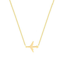 Collar de Avión Pequeño, Simple y Exquisito, de Acero Inoxidable con Baño de Oro de 18k, Pulido, Resistente a la Decoloración, para Mujer