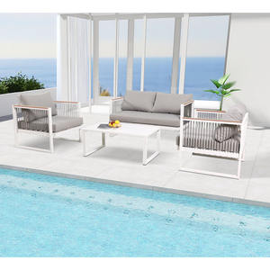Ensemble de canapés de <span class=keywords><strong>salon</strong></span> de <span class=keywords><strong>jardin</strong></span> en aluminium métallique imperméable de loisirs et d'extérieur, prix d'usine de Foshan - Product Image 1