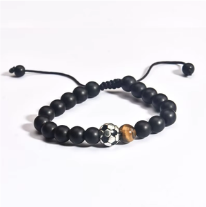 Campeonato Europeo de Fútbol Hombres Black Scrub <span class=keywords><strong>Coach</strong></span> Pulsera de Fútbol Moda Tiger Eye Stone Beaded Weaving Charm Pulseras - Product Image 6