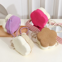 Sac à bandoulière en paille tressée motif floral pour l'été 2025 – Petit sac à fermeture éclair pour filles, idéal pour les vacances à la plage