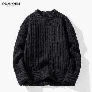 Custom LOGO OEM & ODM Men Sweater Jacquard Pullover Knitwear Winter Crew Neck Jumper <b>Cotton</b> Knitted Designer Custom Knit Sweater - Product Image 2