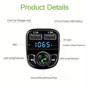 <b>USB</b> Car Charging Transmitter X8 Hands-free Call Multifunctional Wireless Car <b>MP3</b> <b>Player</b> with Dual <b>Usb</b> Charger - Product Image 4