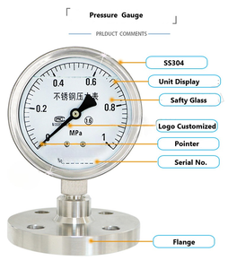 SENRUIKE YTPN-100F 100mm 液封式ステンレス鋼製背面差圧計（トリクランプネジフランジ、ダイヤフラム式） - Product Image 6