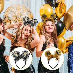 Cerchietto Creativo 2027 per <span class=keywords><strong>Capodanno</strong></span>, Fascia per Capelli con Glitter Champagne e Cappello a Cilindro in Tinsel, Accessorio per Feste di <span class=keywords><strong>Capodanno</strong></span> - Product Image 5