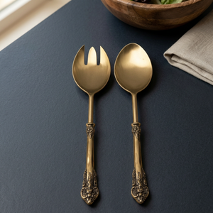 Juego de Servidores de Ensalada con Acabado Dorado, Cuchara y Tenedor Decorativos de Metal para Mesa de Comedor de Lujo, Regalos de Boda y Vajilla de Restaurante - Product Image 1