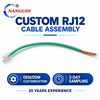 Câble Pigtail Électronique Personnalisé en Cuivre RJ12 6P6C vers Fil Nu, 23010mm, 6 Cœurs, Isolation PTFE/PVC/Nylon, pour Ordinateur, Conforme UL2464