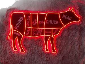 Enseigne au néon personnalisée pour boutique de barbecue, décoration de restaurant, boucher, anatomie de vache, enseigne lumineuse au néon LED, signalisation, logo, décoration murale, lumières au néon, logo - Product Image 2