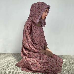 Modello 2023 di Tendenza: Abito Hijab in Viscosa per Donne e Ragazze Musulmane, Vestito Floreale con Doppio Cappuccio, Abaya Dubai, Indumento da Preghiera, Abbigliamento Islamico - Product Image 1