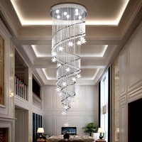 Vente d'usine en gros Lustre moderne en cristal en spirale pour escalier duplex, luminaire suspendu pour escalier intermédiaire