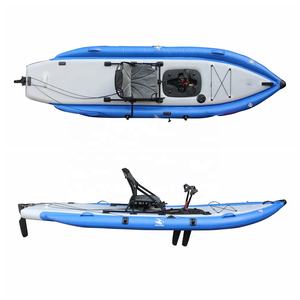 Kayak pliant de matériel de système d'alimentation de bateau de pédale d'aviron <span class=keywords><strong>gonflable</strong></span> de Vicking pour la dérive et la pêche avec la pédale d'entraînement de pied PVC Kano - Product Image 1
