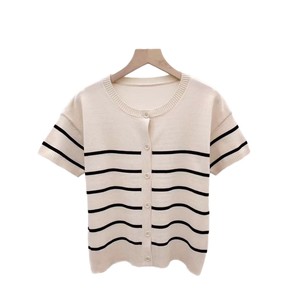 <span class=keywords><strong>Cardigan</strong></span> Estivo 2026 da <span class=keywords><strong>Donna</strong></span>, Nuovo Modello Casual in Viscosa/Poliestere Sottile Lavorato a Maglia, Girocollo a Righe <span class=keywords><strong>con</strong></span> <span class=keywords><strong>Cerniera</strong></span> Singola - Product Image 5