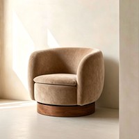 Fauteuil pivotant design nordique couleur crème, fauteuil d'appoint en chenille pour hôtel, maison d'hôtes, salon