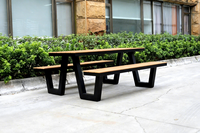 Ensemble de table de pique-nique en alliage d'aluminium moderne pour l'ameublement extérieur dans les cours d'hôtels, les parcs, les jardins, les centres commerciaux