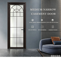 Porte battante moderne en aluminium, verre insonorisé, adaptée aux chambres et aux salles de bain