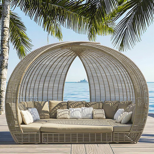 Tissage à la main rotin mobilier d'extérieur lit de jour étanche en aluminium chaise longue Patio plage canapé-lit Villa salon piscine <span class=keywords><strong>côté</strong></span> - Product Image 1