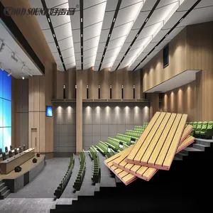 Goodsound Auditorium Hall Azulejos de techo insonorizados Diseño de modelo 3D Paneles de pared acústicos de madera ranurada