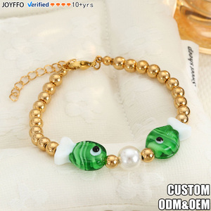 สร้อยข้อมือลูกปัดแก้วชุบทอง 18k สีสันสดใสสไตล์มหาสมุทร เครื่องประดับแฟชั่นสำหรับผู้หญิง งานฝีมือประดับลูกปัดน่ารัก ทำด้วยมือ เหมาะเป็นของขวัญ - Product Image 1