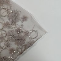 Tissu en dentelle à paillettes rose rêveuse, broderie romantique de fleurs et de papillons, tulle pour robes de princesse et de Quinceañera