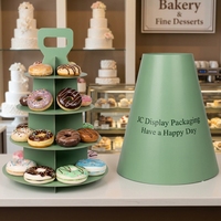 Support Horace en carton pour le thé de l'après-midi, boîte d'emballage portable multicouche pour dessert pâtisserie cupcake macaron avec poignée
