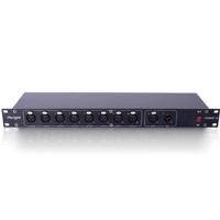 PKnight CA8802-S 8-Channel DMX512 Splitter Amplifier 8 Output Terisolasi 1 Input/Thru 3-Pin XLR 19" 1U Rak Mount AC Pencahayaan LED