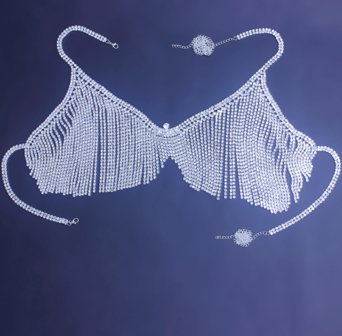 IYOU Kristall-BH-Träger Damen Silber | Strass Schulterriemen Für Rückenfreie Kleider Party