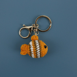 Tinh tế dễ thương vui vẻ handmade Crochet cá <span class=keywords><strong>Keychain</strong></span> cá macrame <span class=keywords><strong>Keyring</strong></span> động vật biển Quà Tặng xe Túi Chìa Khóa Phụ Kiện Cá Hề Móc chìa khóa - Product Image 4