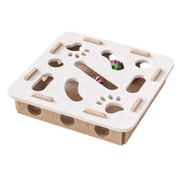 Matériau en feutre de boîte de jeu de puzzle de labyrinthe de chat avec des boules en forme de cloche intégrées pour soulager l'ennui jouet pour chat produits pour animaux de compagnie