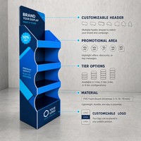 Étagère de présentation au sol en carton ondulé Kraft pliable et facile à assembler, personnalisable, pour la vente au détail, présentoir POP-up