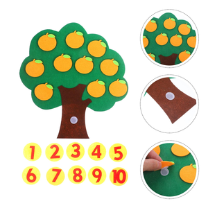 Gran oferta, decoración para el aula, tablero ocupado de fieltro <span class=keywords><strong>Montessori</strong></span> para niños, melocotón, pera, manzana, naranja, plátano, árbol, números, juguetes para contar - Product Image 4