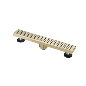 Desagüe de ducha lineal de 12 pulgadas, acero inoxidable 304 con acabado cepillado, con filtro para cabello y patas niveladoras para baño moderno - Product Image 1