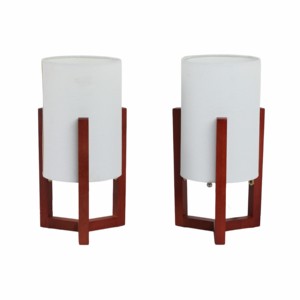 Lampade da Tavolo Cilindriche in Legno con Paralume Bianco, Illuminazione Decorativa per Camera da Letto, Soggiorno, Comodino, Arredamento Casa - Product Image 3