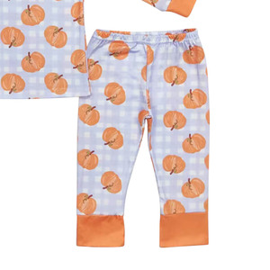 ชุดเสื้อผ้าเด็กลายสก็อตแขนยาวสำหรับเด็กผู้ชายชุดเสื้อผ้าสำหรับเด็กลายสก็อตสีฟ้าฟักทอง - Product Image 3