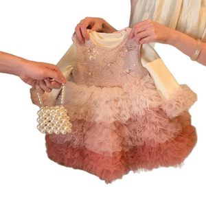 Child Star Circle Girls Princess Dress Vest O-Neck Full Sleeve Birthday Party Wear 2026 Winter Pink Ruffle Dress - Product Image 5