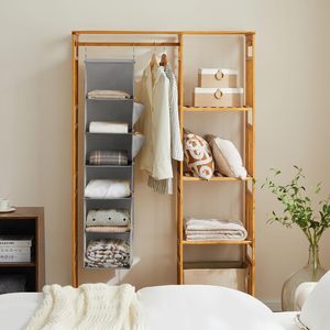 Hanging Closet Organizer 6 <b>Shelf</b> Light Grey Storage <b>Shelves</b> For Behind Door Use - Product Image 2