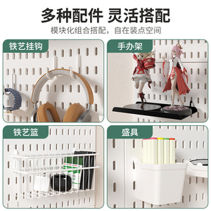 Pegboard Storage Rack Single Layer No Drill Installation For Game Console Equipment Display - Product Image 4