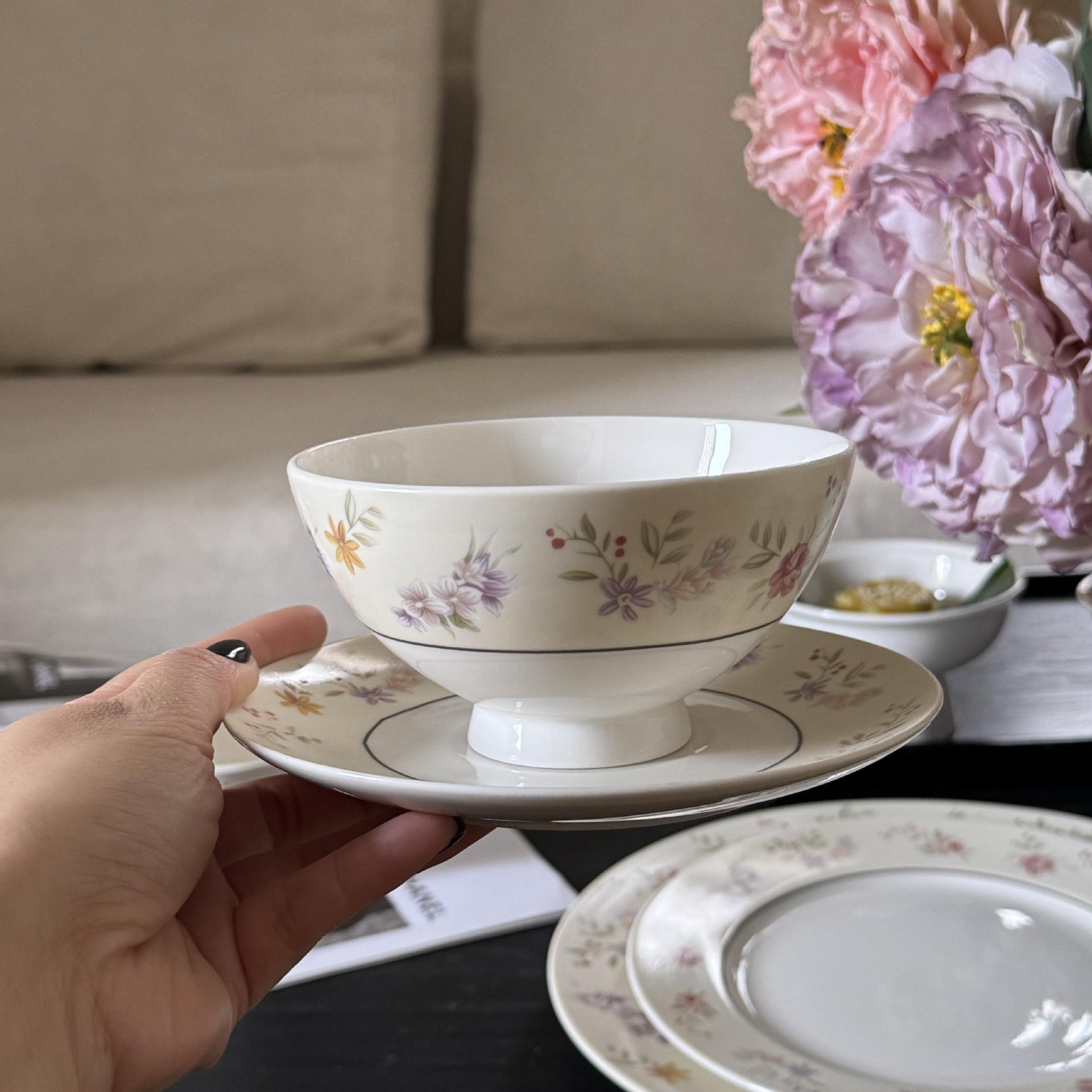French floral print bowl and plate
