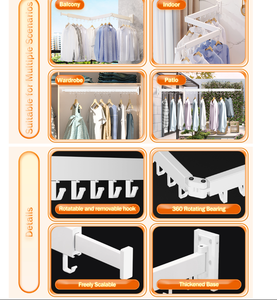 Sınır ötesi kapalı/açık teleskopik <span class=keywords><strong>Metal</strong></span> giysi rafı no-matkap duvara monte küçük geri çekilebilir sabit katlanabilir ev - Product Image 2