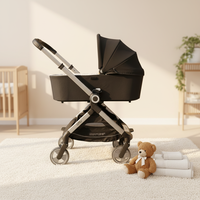 Poussette Bébé Pliable Luxe 3-en-1 avec Châssis en Alliage d'Aluminium, Système de Voyage, 3 Ans, Logo en Cuir Personnalisé OEM, Style Classique Chinois
