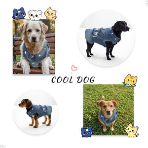 בגדי מחמד ג 'קט ג' קט חולצות חולצות אפודות כחול כהה ג 'ינס מעיל כלב גור - Product Image 6