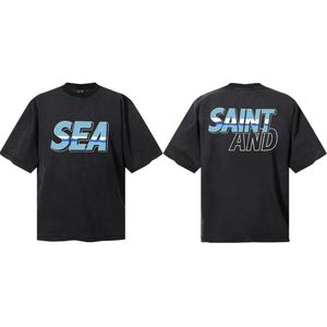 Camiseta Vintage Lavada de Algodón Pesado Estilo Saint para Hombre, Oversize, Distressed, Estilo Urbano, Casual de Verano, Unisex, Manga Corta - Product Image 4