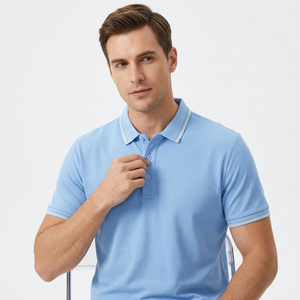 Custom Logo Men's <b>Polo</b> <b>Shirt</b> 100% Cotton Knitted Short Sleeve Anti Wrinkle Golf Training Wear - Product Image 2