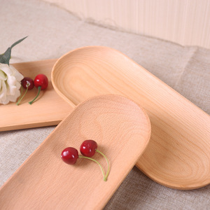 Assiette à dîner en bois de style japonais, plateau ovale en chêne, plateau à pain en bois <span class=keywords><strong>massif</strong></span> non peint, assiette à dîner - Product Image 4