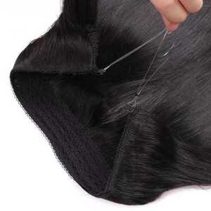 Extensiones de Cabello Halo, Cabello Humano Virgen Remy, Extensiones de Cabello Halo Negras Invisibles, Negro Natural, Cómodas para Uso Diario - Product Image 1