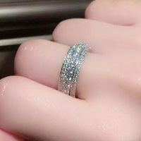 Fabricant vente en gros de bijoux en laiton de luxe Triple cercle CZ bagues argent plaqué zircone bague femmes