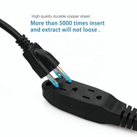 Kabel Flat Amerika AS 3 Cabang 15 Kaki SPT-3 16AWG 3 Stopkontak untuk Perpanjangan Kabel Peralatan Rumah Tangga