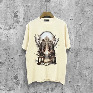 Camiseta Vintage con Estampado Frontal de Templo Místico 2026 para Dropshipping, Hombre, 100% Algodón Transpirable, Estilo Urbano Americano Oversize - Product Image 5
